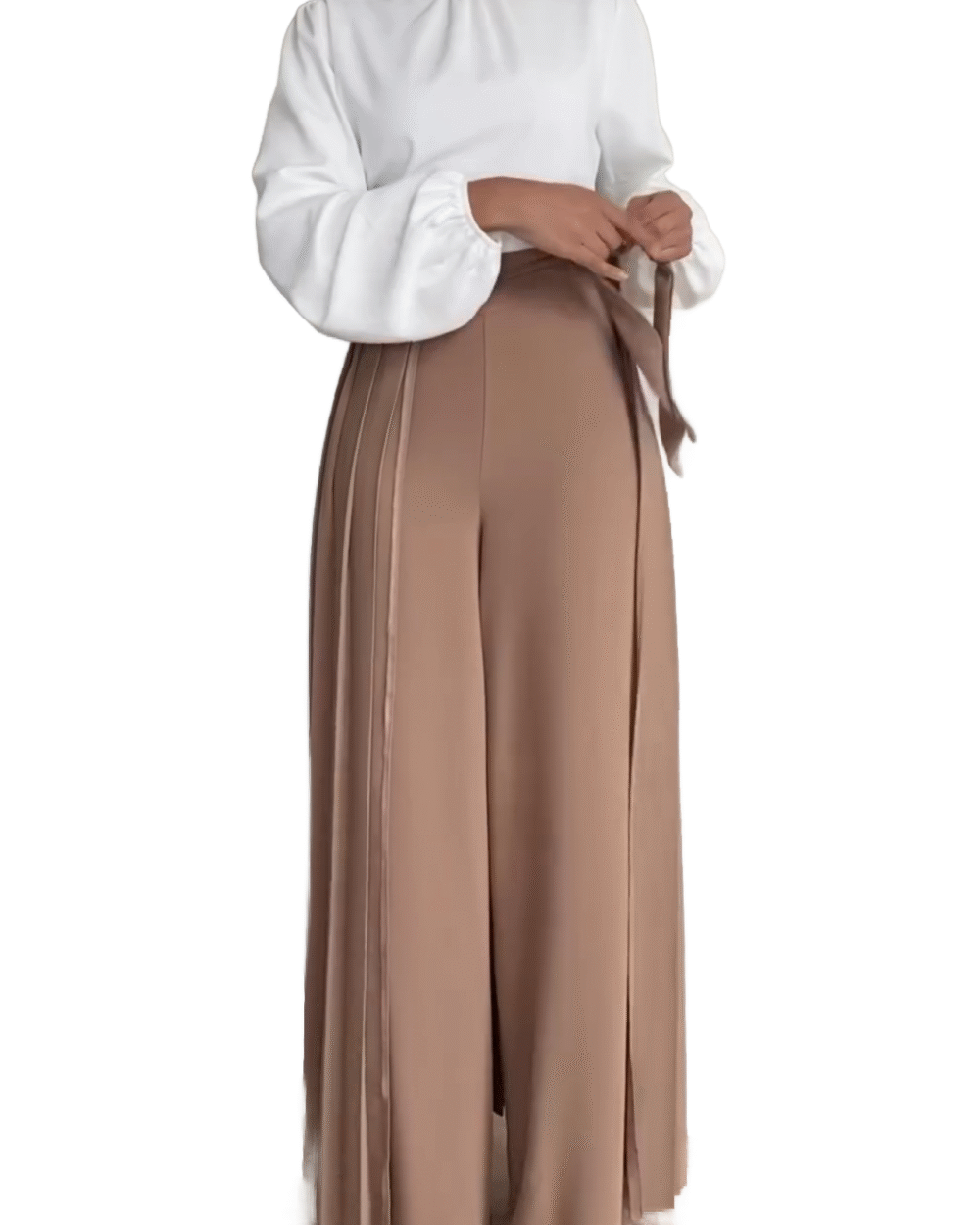Pants with Skirt - Beige - Image 6