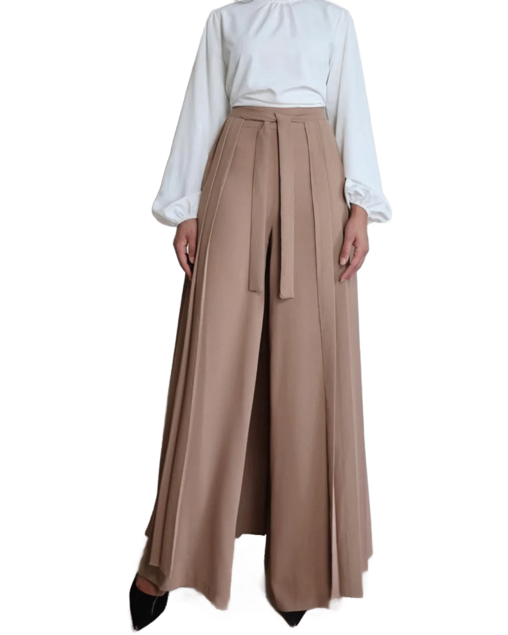 Pants with Skirt - Beige - Image 4