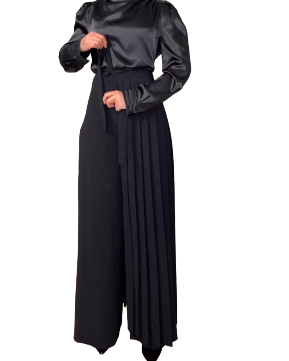 Pants with Skirt - Black - Image 5