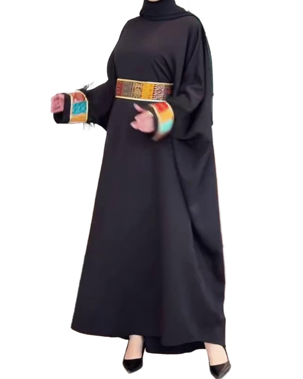 Black Eastern Feather Abaya - Image 2