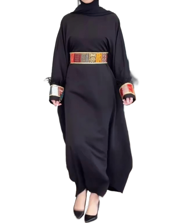 Black Eastern Feather Abaya