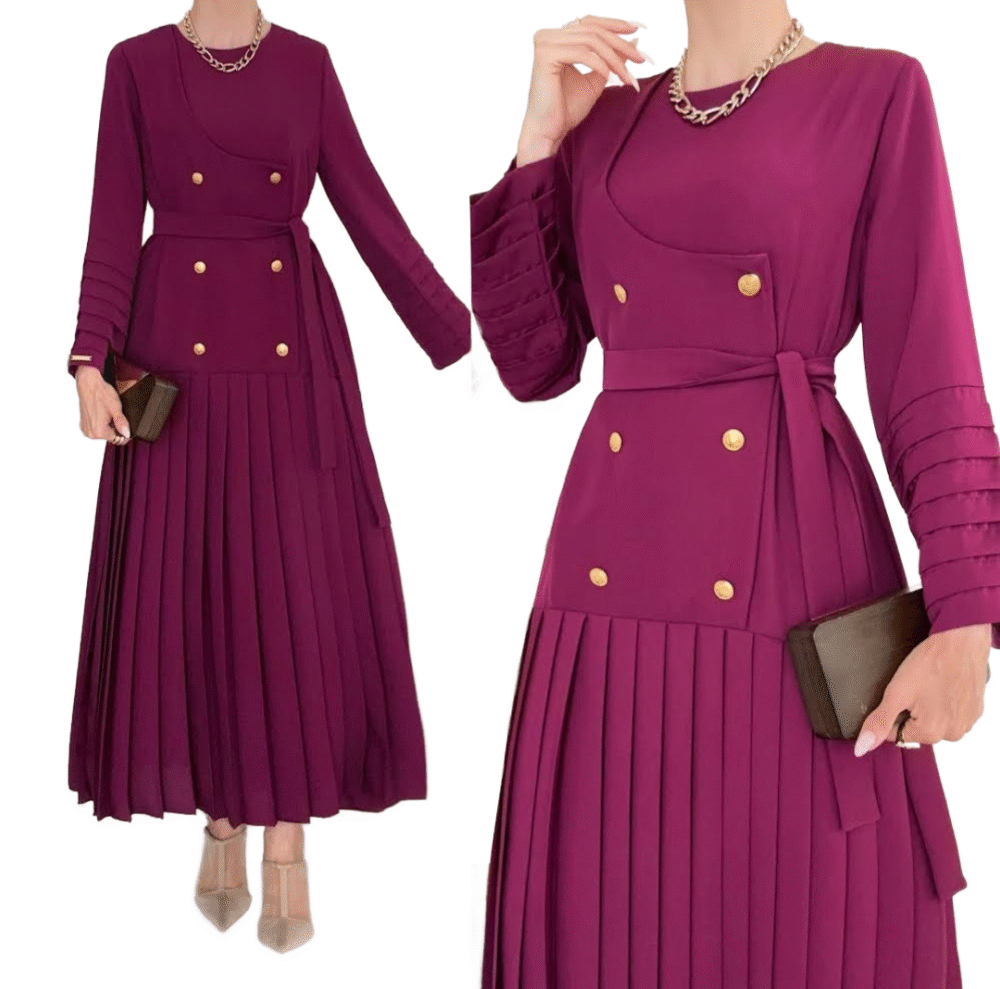 Royal Elegance Dress – Burgundy