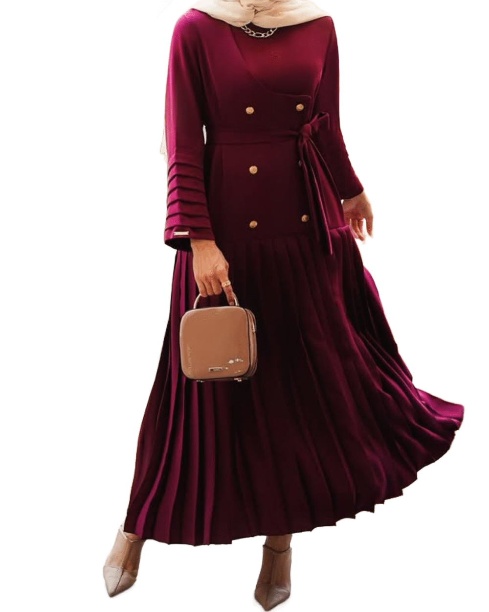 Royal Elegance Dress – Burgundy - Image 3