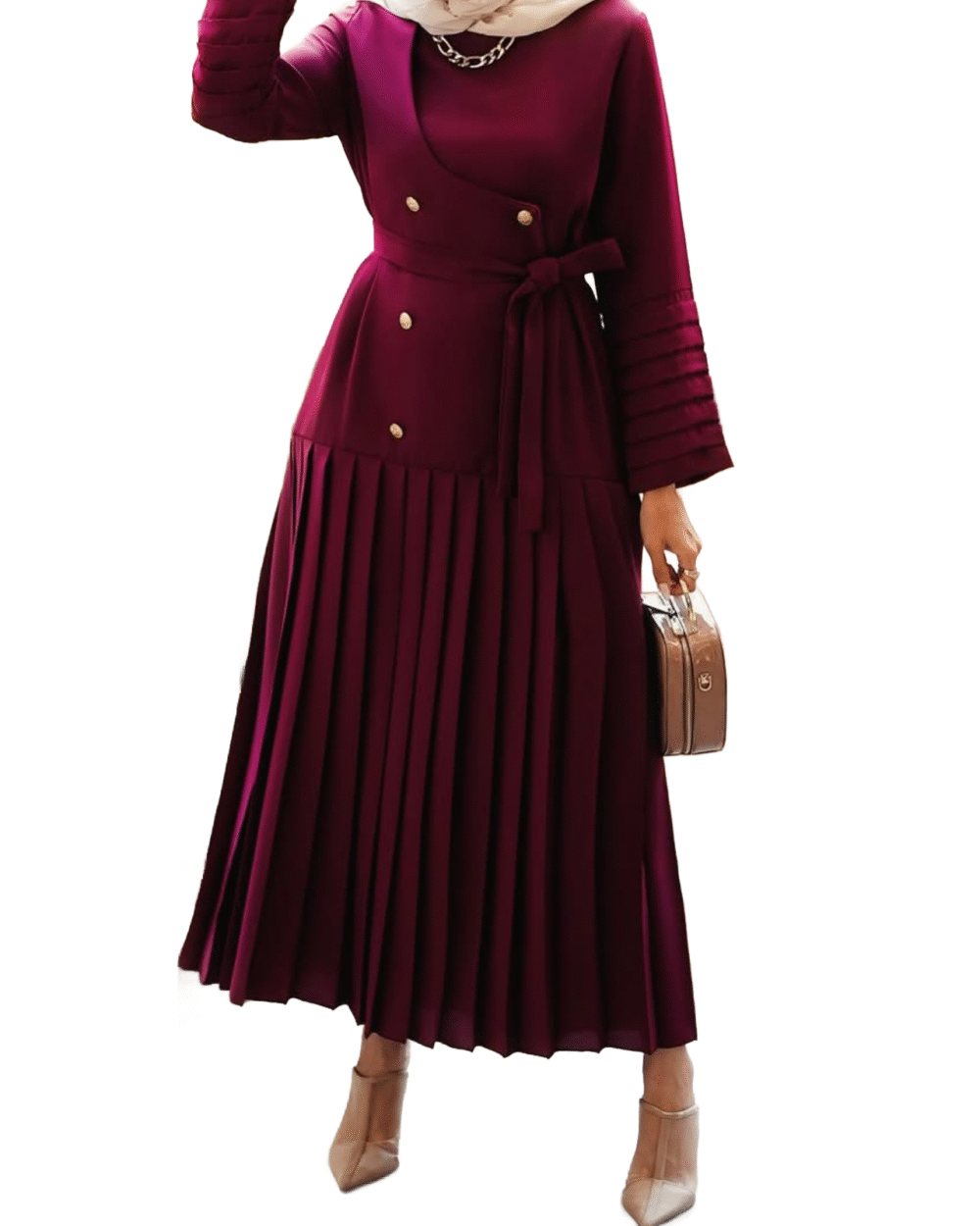 Royal Elegance Dress – Burgundy - Image 4
