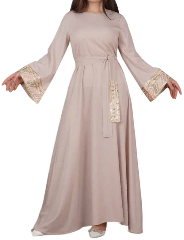 Indian Trim Dress - Beige