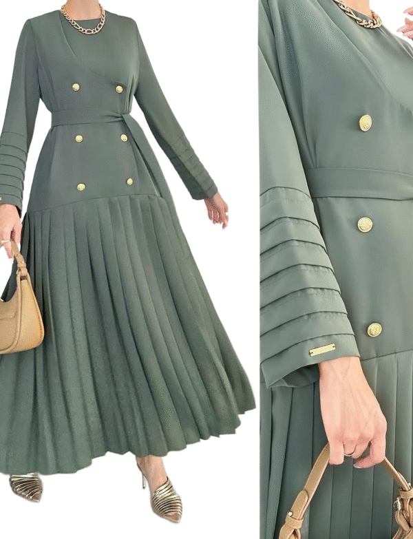 Royal Elegance Dress – Olive Green